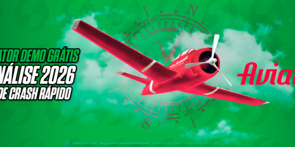 Análise do Jogo Aviator. Banner promocional da SeuBet com um avião vermelho voando entre nuvens e uma bússola ao fundo, destacando a disponibilidade de demonstração grátis e análise completa do jogo de crash rápido para cassino online.